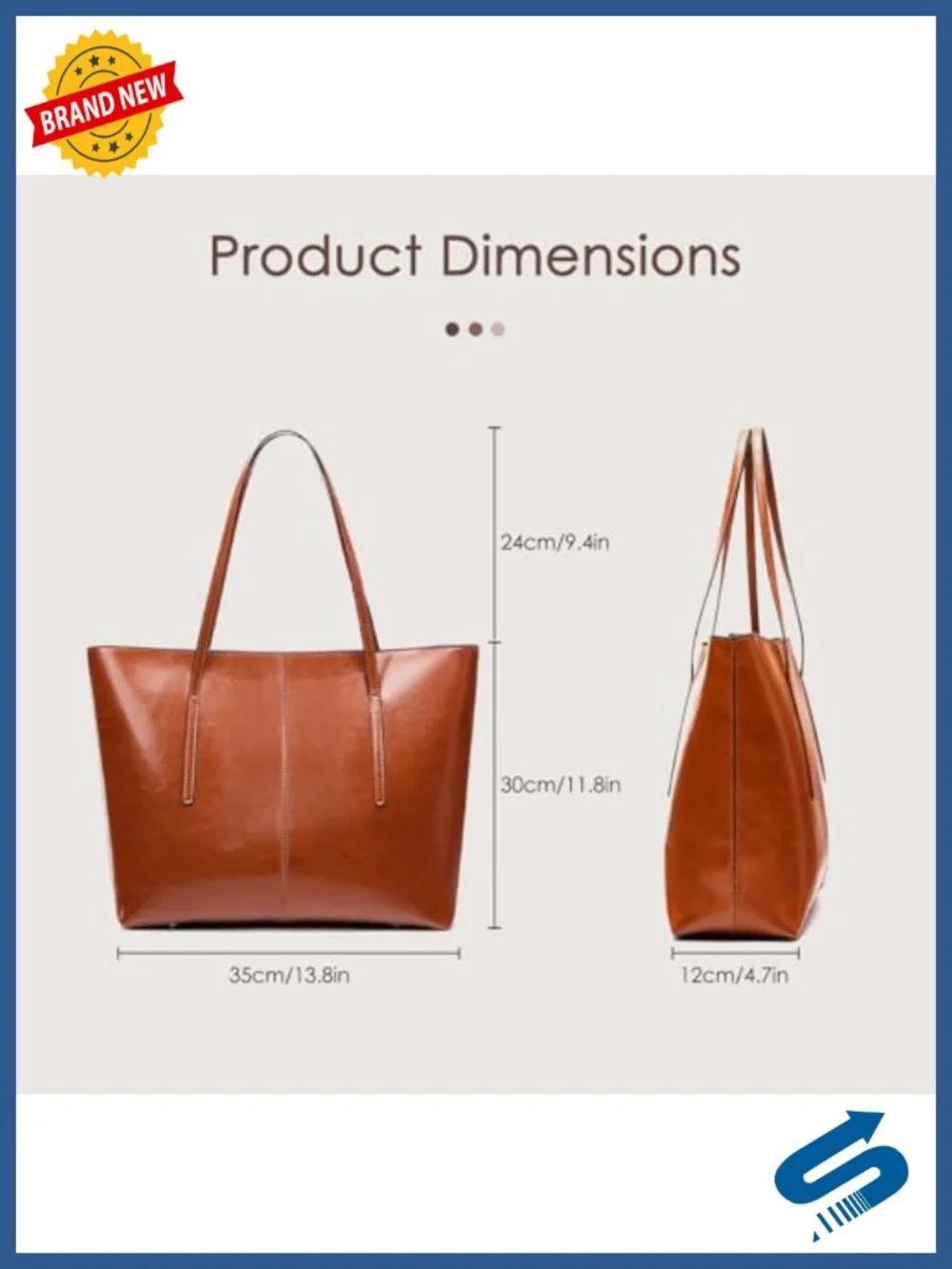 Genuine Leather Tote Bag for Women Large Multi-Pocket Work Travel Handbag